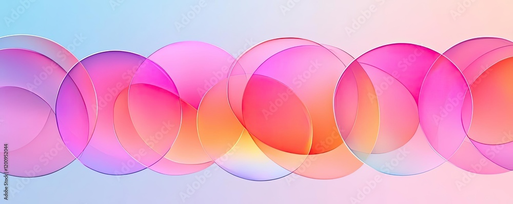 Poster Geometric watercolor concept. Colorful abstract circles with gradients creating a vibrant and modern visual effect.