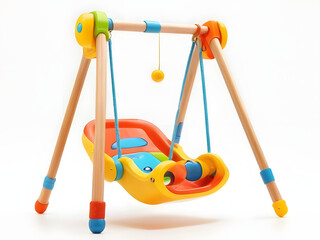 children playground equipment , swing toy on white background