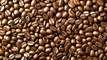 Fototapeta premium Textured Coffee Beans Close Up Aroma Rich Brown Roasted Fresh Coffee Background : Generative AI