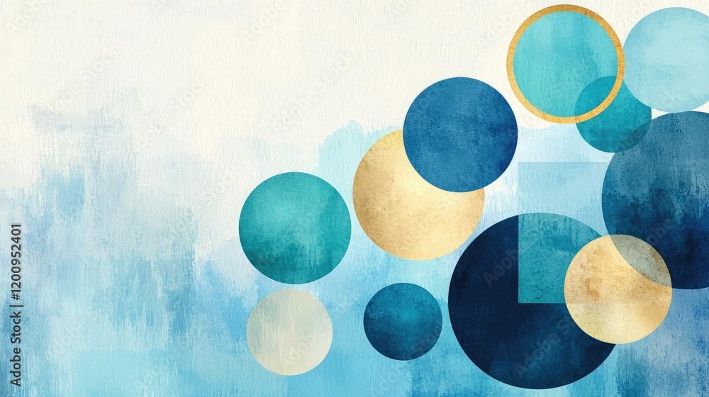 Poster geometric watercolor concept. abstract design featuring colorful circles and soft textures in soothi
