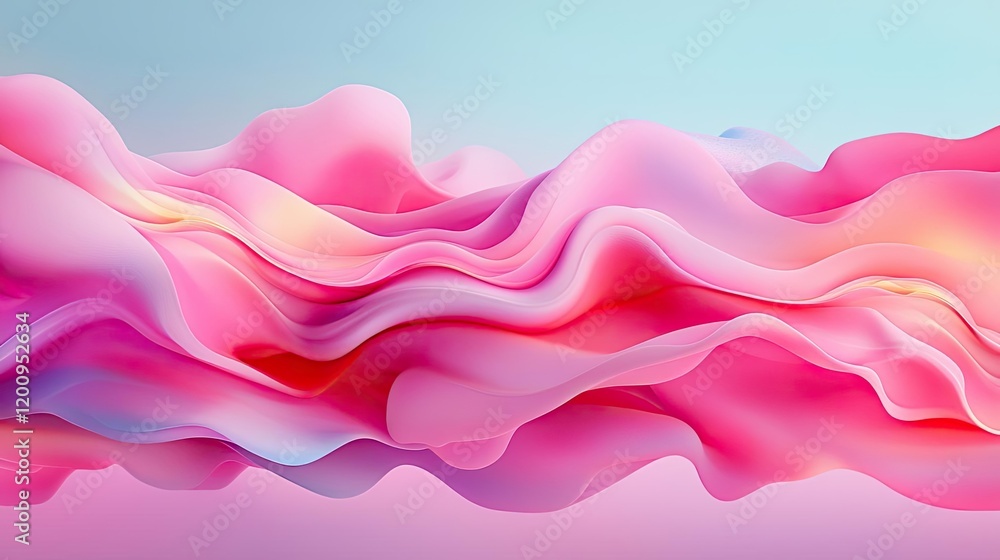 Poster light pink watercolor idea. vibrant abstract waves in pink hues, creating a smooth and fluid visual 