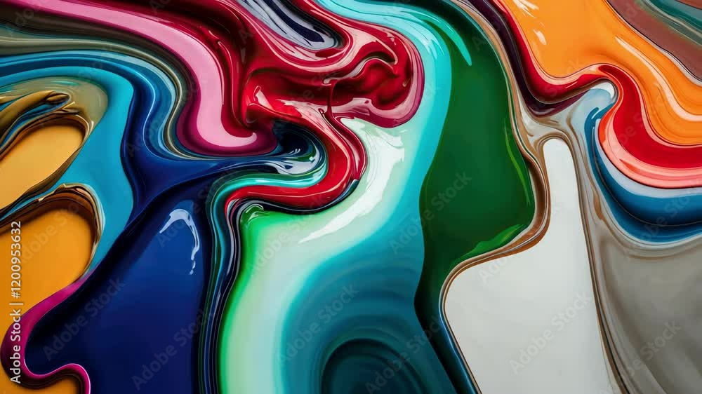 Poster vibrant paint swirls create dynamic patterns in an abstract artistic composition evoking creativity 