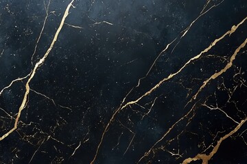 A glossy black marble background with bright gold veins running diagonally for an upscale aesthetic.