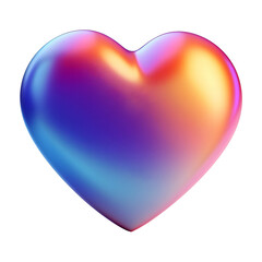 Colorful 3d heart shape icon isolated on a transparent background