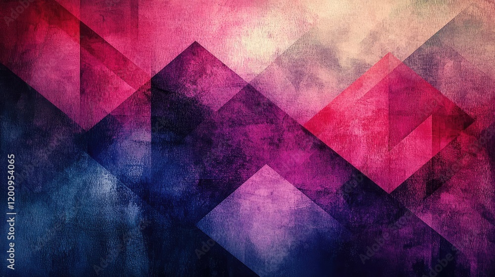 Aufkleber Geometric watercolor concept. Abstract colorful background with geometric shapes and a blend of textures.