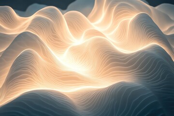 Obraz premium Abstract waves of lines cascading in layered complexity, glowing with ethereal light