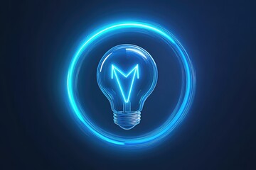 A glowing light bulb icon with a blue background and circular arrow design, symbolizing innovative goal-setting.
