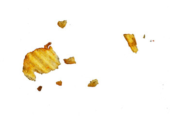 Crumbs of potato chips isolated