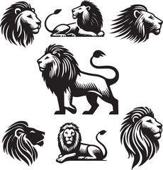 Lion vector illustration in black and white