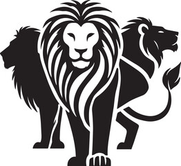 Lion vector illustration in black and white