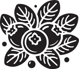 Black Color Blueberry Silhouette Vector Illustration, Solid White Background