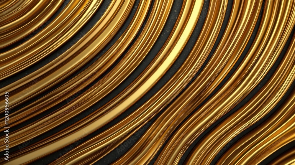 Poster abstract golden waves with smooth curves and textured background