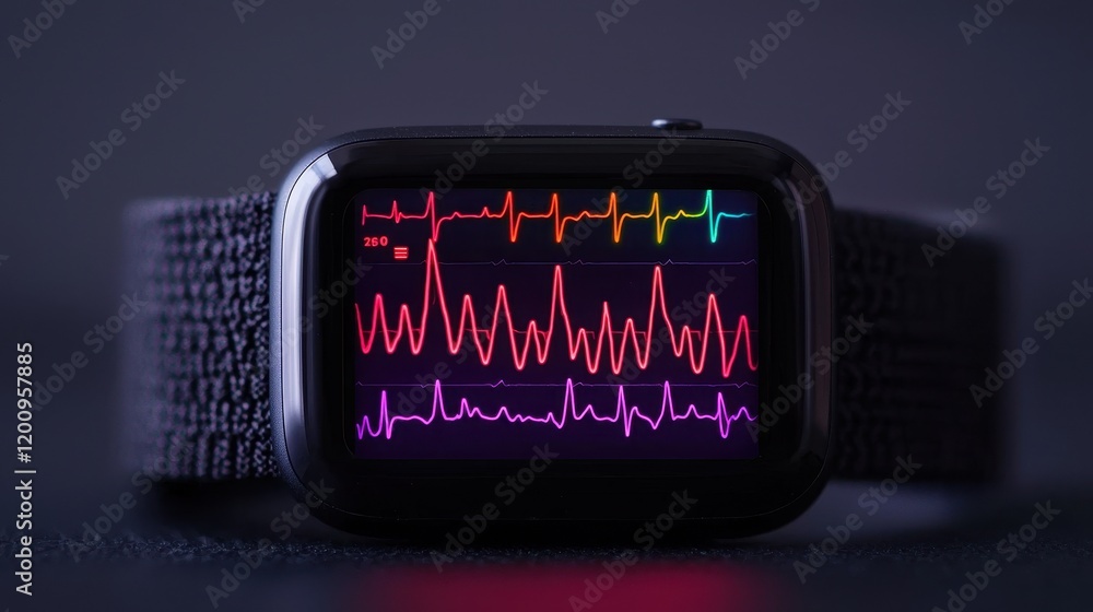 Aufkleber sleek smartwatch displaying colorful heart rate data graphs