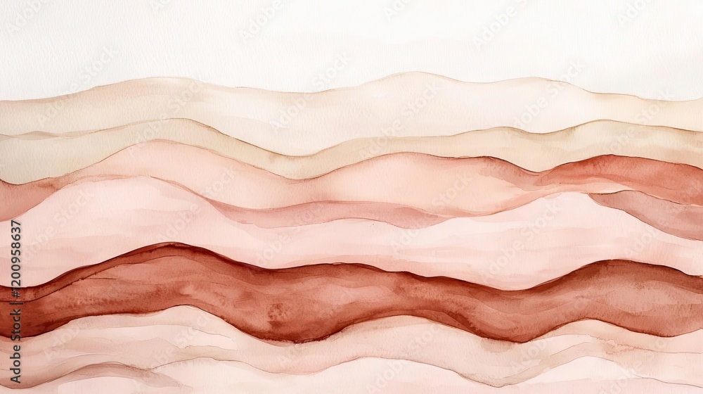 Poster neutral watercolor concept. abstract wavy lines in soft blush tones creating a soothing artistic bac