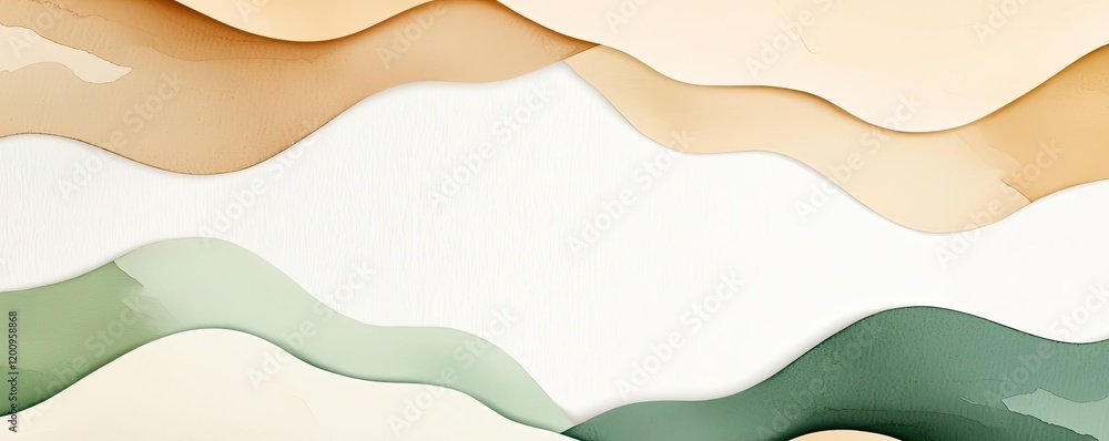 Aufkleber Neutral watercolor concept. Abstract wavy shapes in soft colors creating a tranquil and modern visual aesthetic.