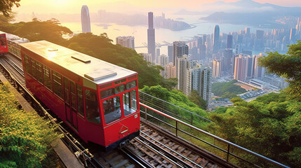 Obraz premium Hong Kong Peak Tram: Breathtaking City Views