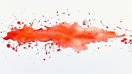 Minimalist watercolor idea. Vibrant red watercolor splash with dynamic splatters on a white background.