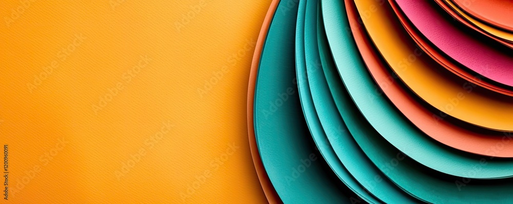 Poster Playful watercolor concept. Colorful paper layers creating a vibrant and modern abstract background effect.