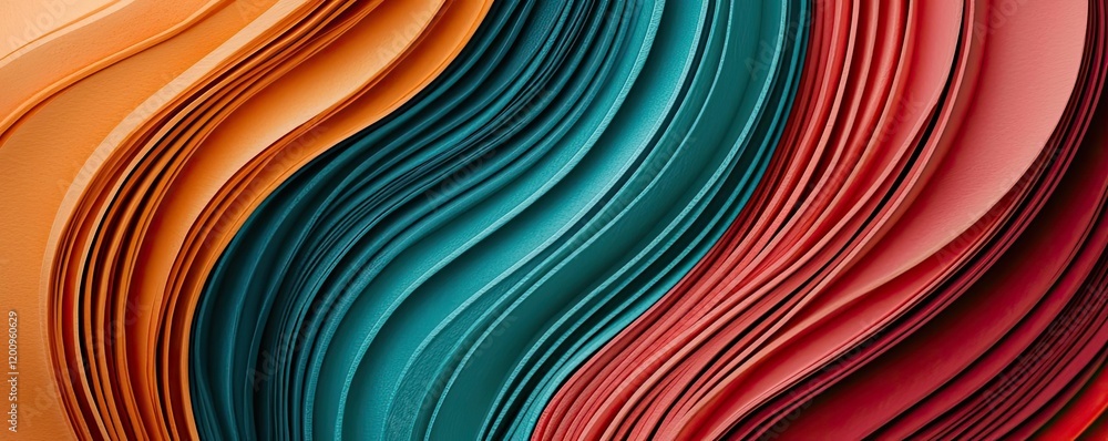 Poster Playful watercolor concept. Colorful wave patterns creating a dynamic and modern design for various creative projects.