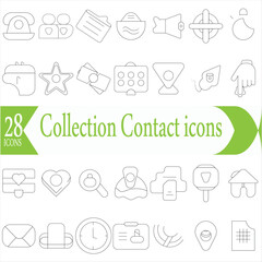   Collection Contact icons line Web and mobile icon. Chat, support, message, phone. Vector illustration