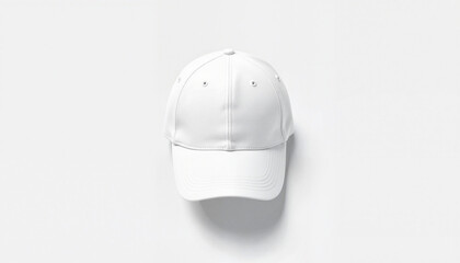 Professional White Baseball Cap in Studio Setting with Copy Space