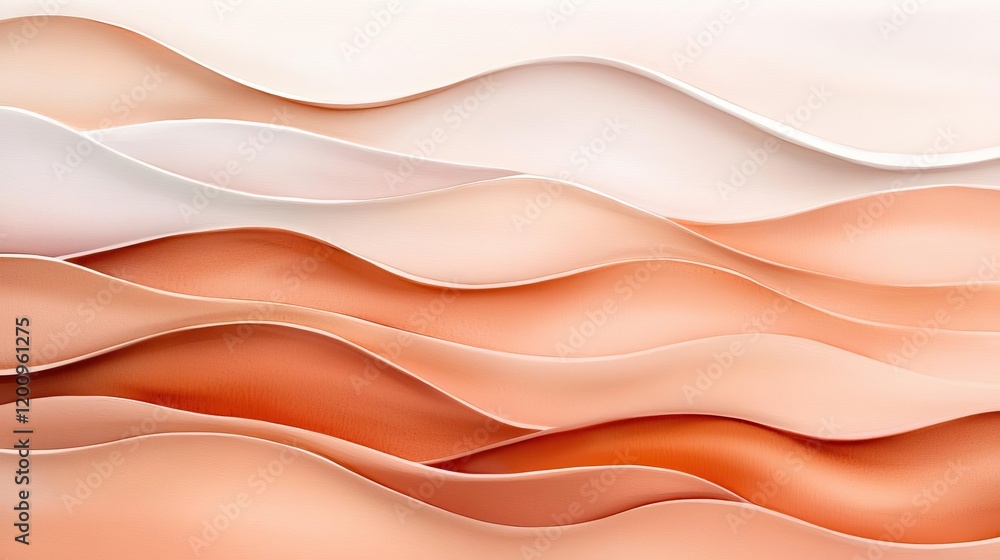 Leinwandbilder neutral watercolor concept. abstract wavy patterns in soft peach and cream colors creating a serene 