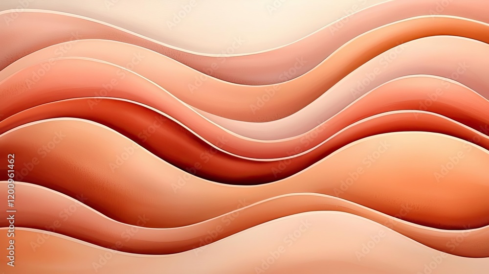 Poster Neutral watercolor concept. Abstract wave patterns in soft hues create a calming and modern background.