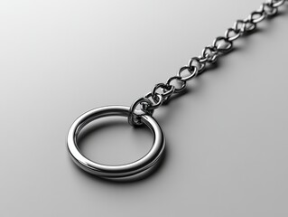 Obraz premium Elegant Silver Chain with Circular Pendant on Neutral Background