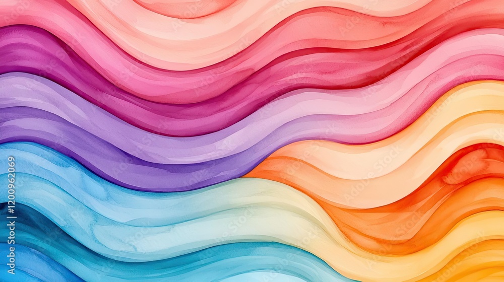 Aufkleber Playful watercolor concept. Vibrant flowing waves of color creating a mesmerizing abstract pattern for design use.