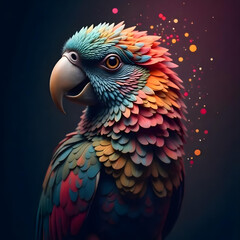 Obraz premium Colorful parrot on black background