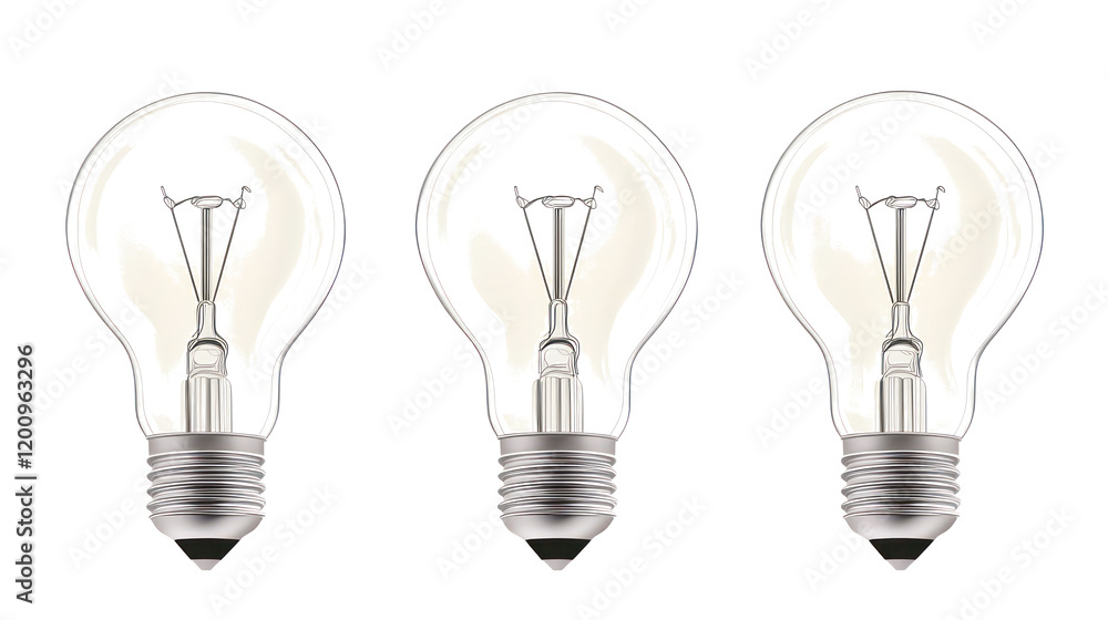 Poster classic light bulb styles on clear background generative ai