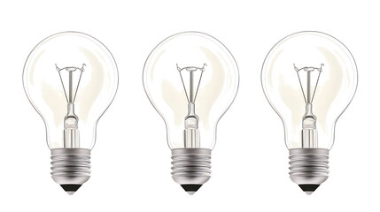 Classic Light Bulb Styles on Clear Background Generative AI