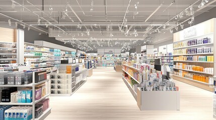 Modern Pharmacy Interior Design: Clean, Bright, and Organized Retail Space