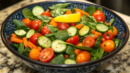 Fresh Colorful Salad with Cherry Tomatoes and Leafy Greens