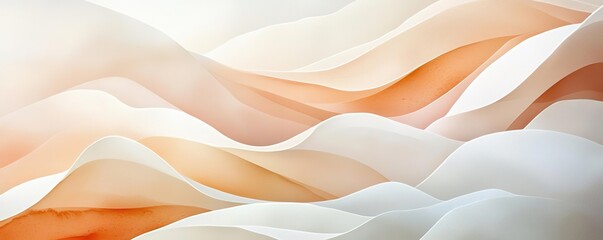 Obraz premium Neutral watercolor concept. Abstract soft waves in orange and white creating a serene and calming visual effect.