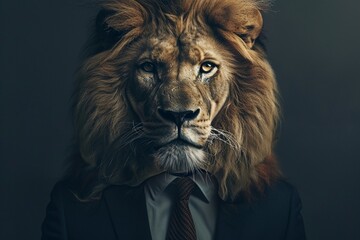 Fototapeta premium lion wearing suit and tie.