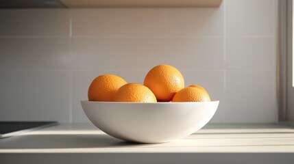 Sunlit Oranges in a Modern Kitchen