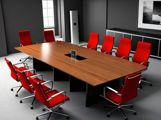 Naklejka premium conference room with red chairs