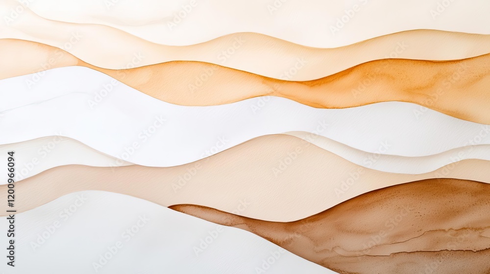 Poster Neutral watercolor concept. Abstract waves in soft colors create a harmonious and tranquil background design.