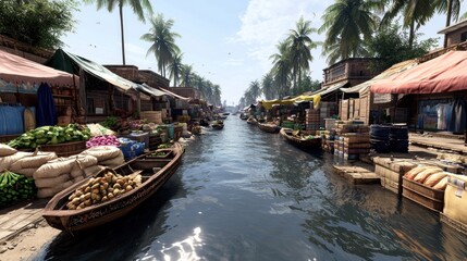 Obraz premium Vibrant Canal Market