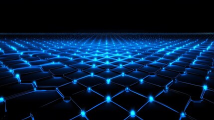 Fototapeta premium Abstract Blue Glowing Hexagon Grid Pattern