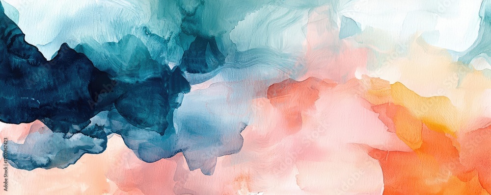 Poster playful watercolor concept. abstract watercolor blending soft colors creating a calming and artistic