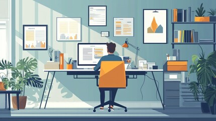 Serene Workspace: Productivity and Tranquility in a Modern Home Office