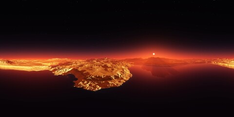 Mars, HDRI, environment map , Round panorama, spherical panorama, equidistant projection, 360 high resolution panorama, 3d rendering © ustas