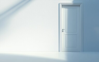A sleek white interior door with simple, modern handles, set against a light background