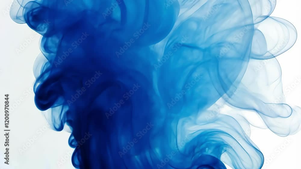 Poster abstract blue smoke swirls with fluid movement, creating a serene and artistic atmosphere through dy