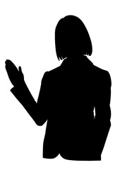 案内する女性のシルエット