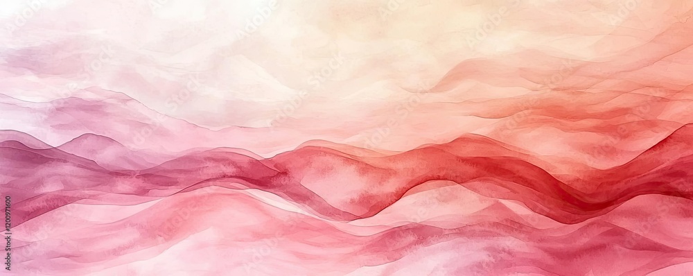 Poster playful watercolor concept. abstract wave pattern in soft red and pink hues for creative design proj