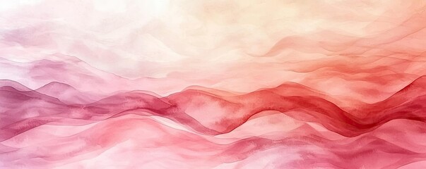Fototapeta premium Playful watercolor concept. Abstract wave pattern in soft red and pink hues for creative design projects.