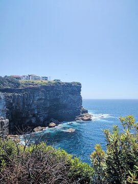 Diamond Bay Cliffwalk lookout over the ocean on a sparlkling summer's day; also known as The Federation Cliff Walk or the Waverley Cliff Walk